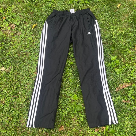 Vintage Adidas Black Track Pants with White Stripes - Picture 1 of 6